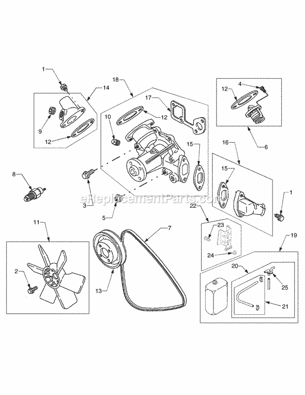 Cooling Diagram and Parts List for 5264DE 54AE546-710, 54BE546-710 Cub Cadet Lawn Tractor